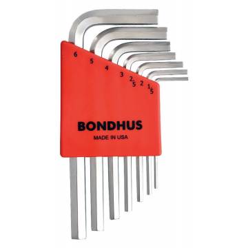 BONDHUS Hex Key L-Wrench Set (Short Arm) - USA