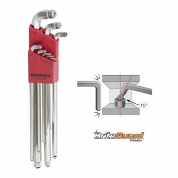 BONDHUS Stubby Double Ball End L-Wrenches Chrome (Inches) - 77037