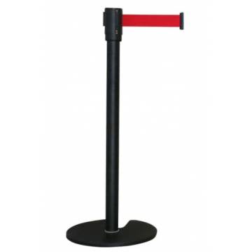 Stackable Black Queue Pole w/2mtr Retractable Red Strap